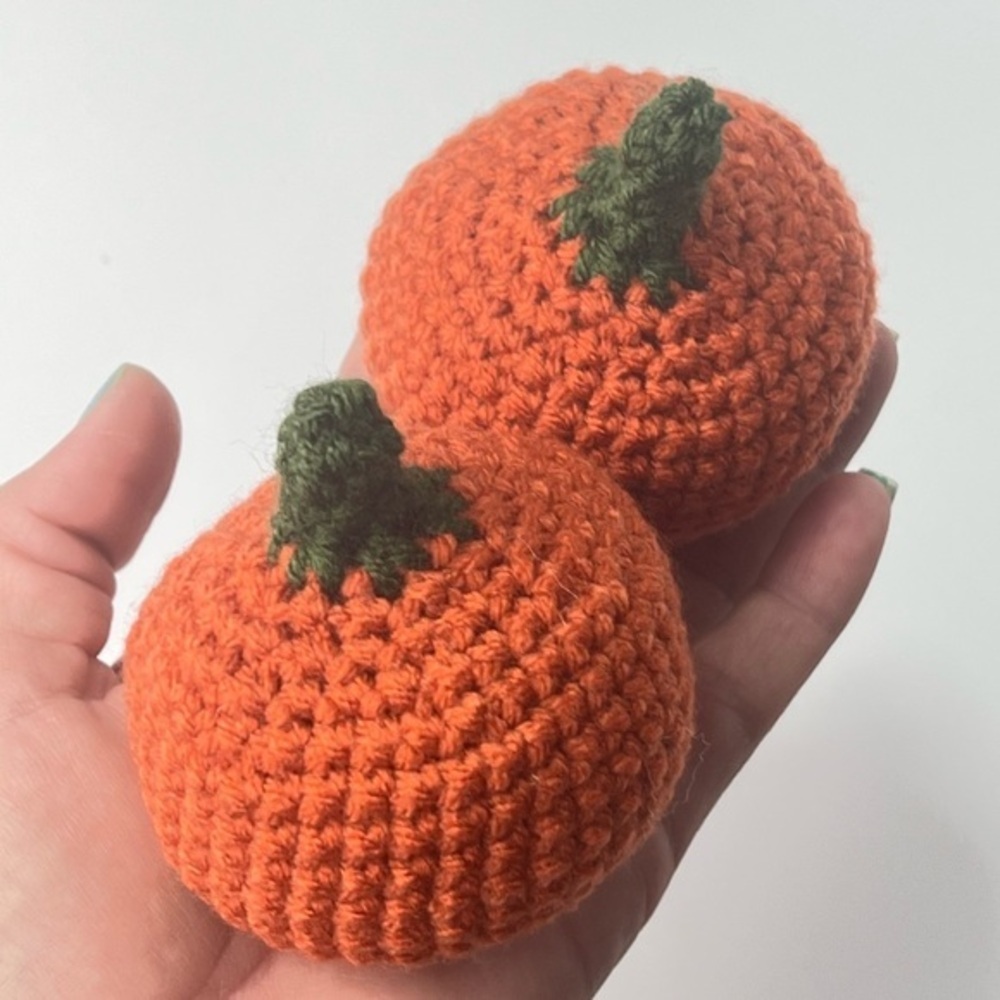 Cat Toy Handmade Crochet Catnip Pumpkin Cat Toys Set of Two